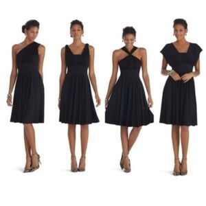 NWT WHBM Genius Convertible 4 in 1 Dress Size 4 Solid Black Flowy Comfortable